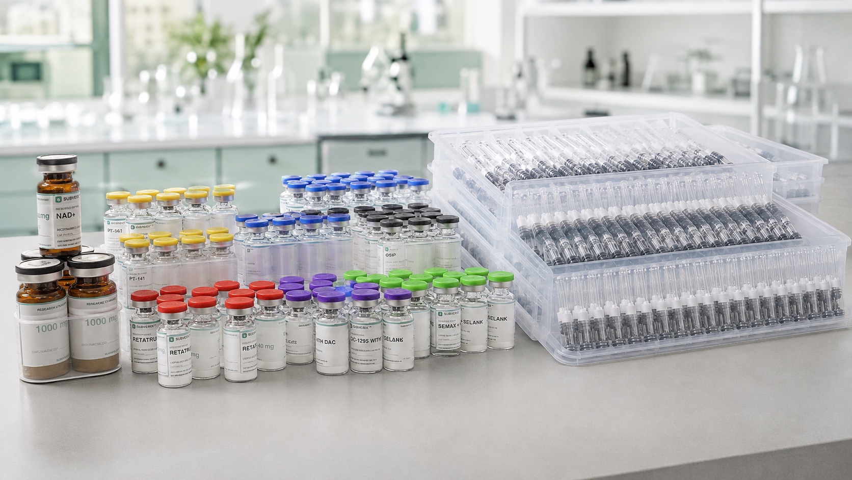 Visualisation of SUBVERIX™ research vials and dual-chamber systems in a bright laboratory
